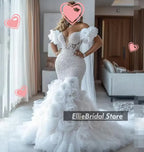 Gorgeous Wedding Dresses Luxury 2025 Flowers African Mermaid Bridal Gowns Off The Shoulder Lace Beading Vestido Novia Customized