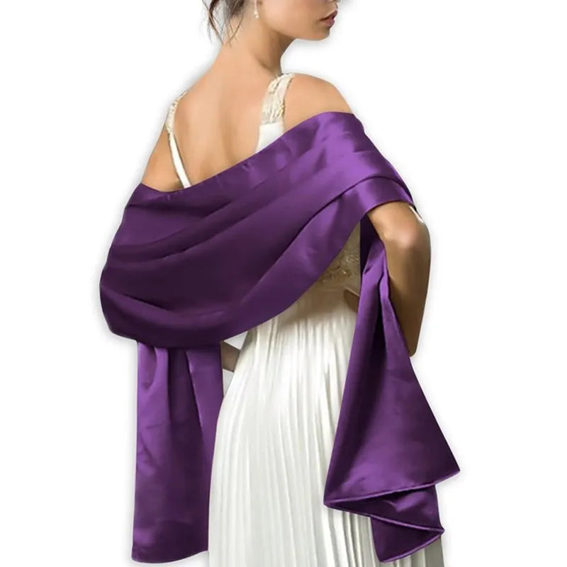 Evening Dress Scarf Shawl Woman Solid Wedding Silk Party Female Night Walk Cheongsam Long Decoration Accessory Scarves 200*65Cm