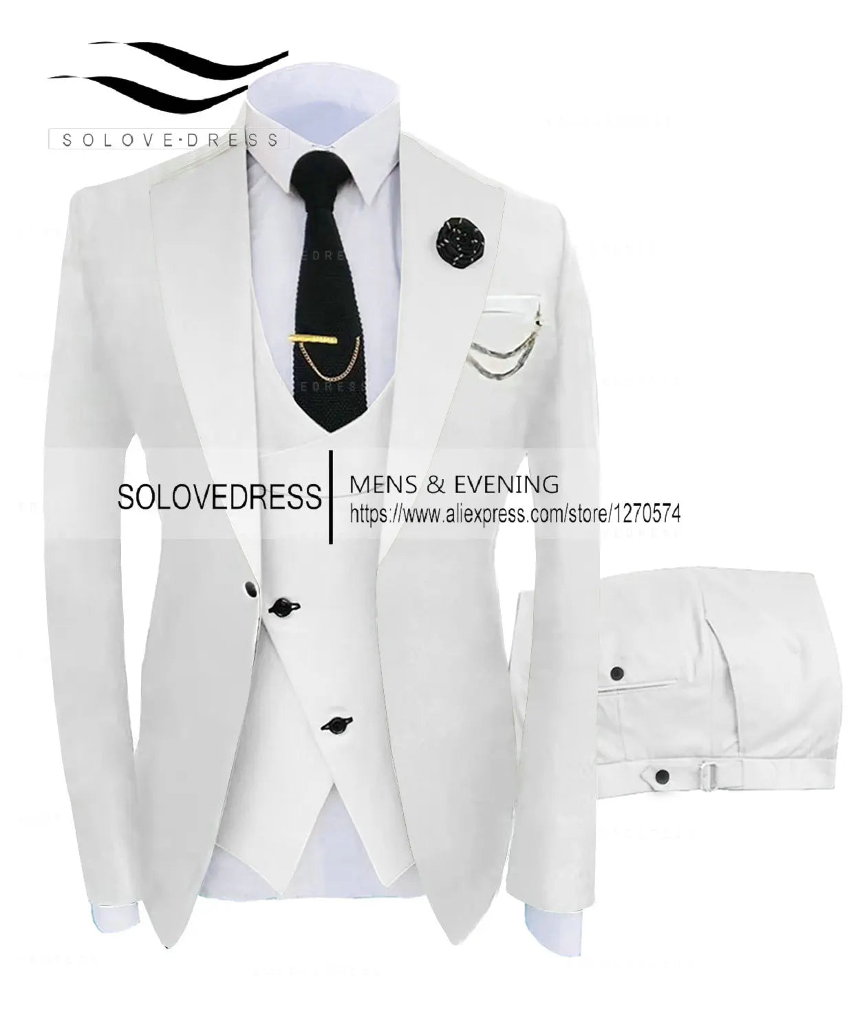 (Jacket + Vest + Pants) Suits for Men Casual Business Suit High-End Social Formal Suit 3 Pcs Set Groom Wedding Men