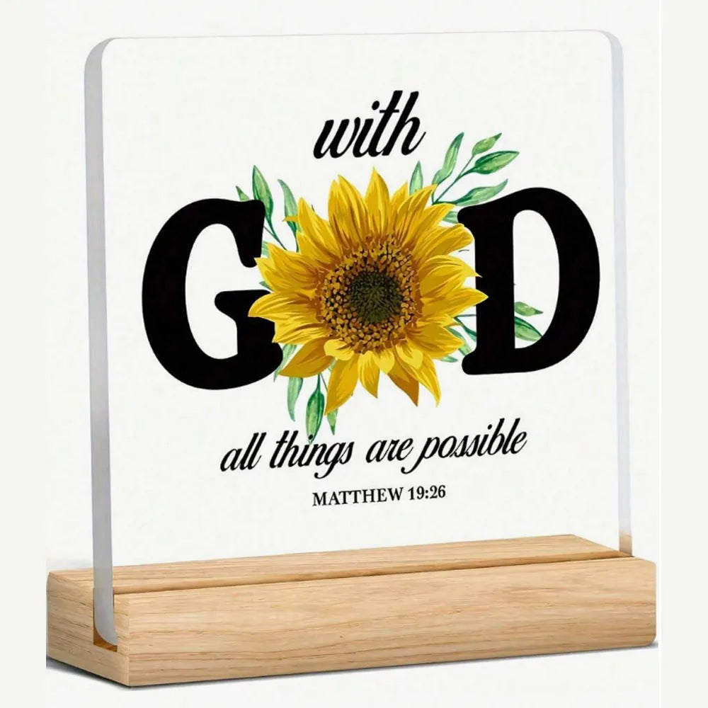 “With God All Things Are Possible” Sunflower Desk & Home Decor