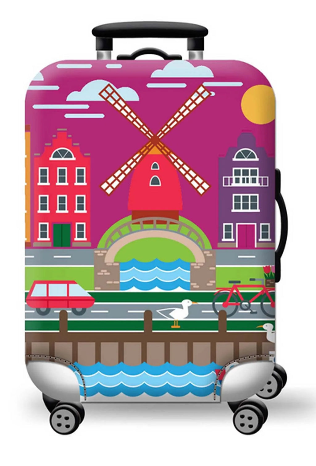 Thick Elastic World Map Luggage Cover