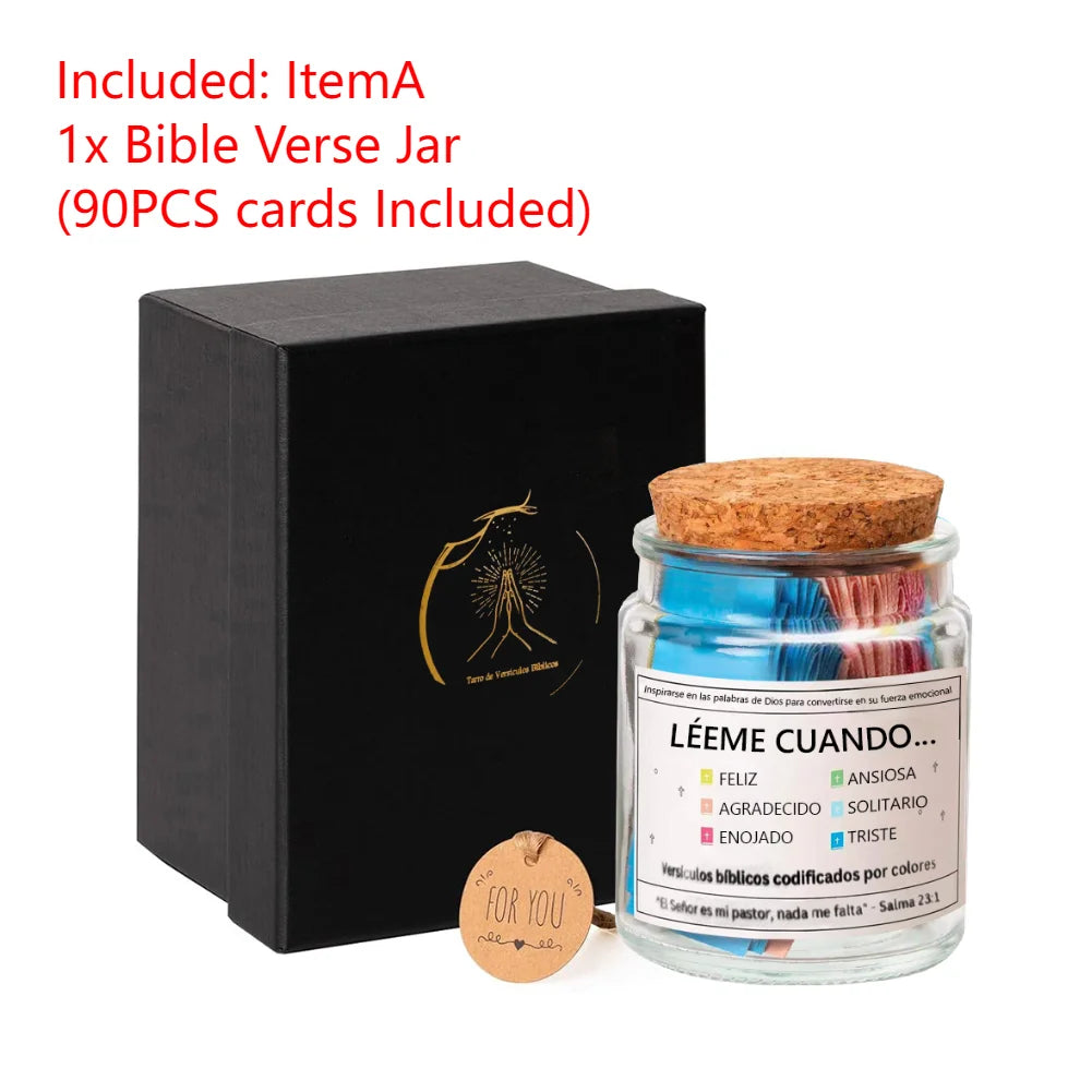 Bible Verses in A Jar Bible Verse Jar Spanish English Christian Scripture Prayer Hope Jar for Spiritual Growth Christian Gifts