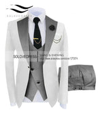 (Jacket + Vest + Pants) Suits for Men Casual Business Suit High-End Social Formal Suit 3 Pcs Set Groom Wedding Men