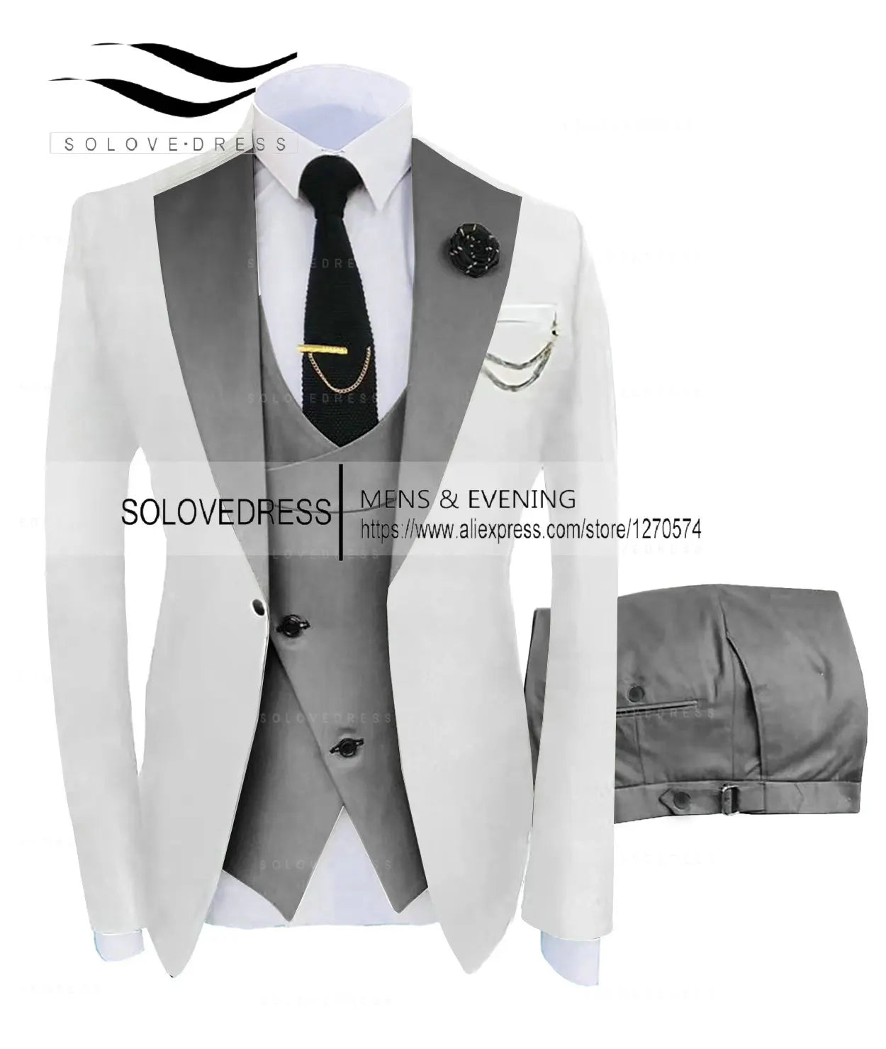 (Jacket + Vest + Pants) Suits for Men Casual Business Suit High-End Social Formal Suit 3 Pcs Set Groom Wedding Men