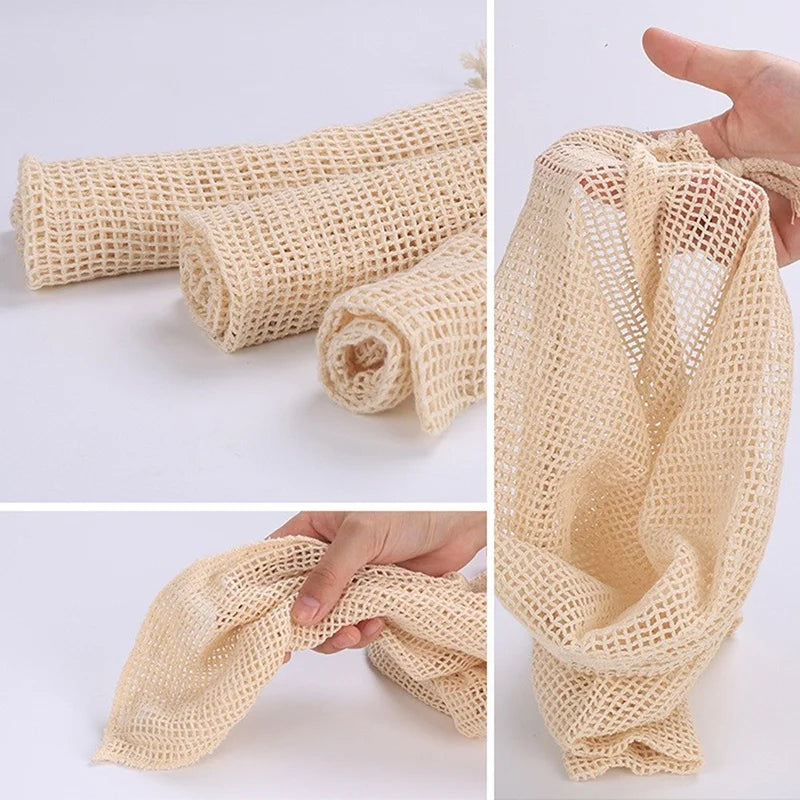 3pcs Reusable Cotton Mesh Produce Bags