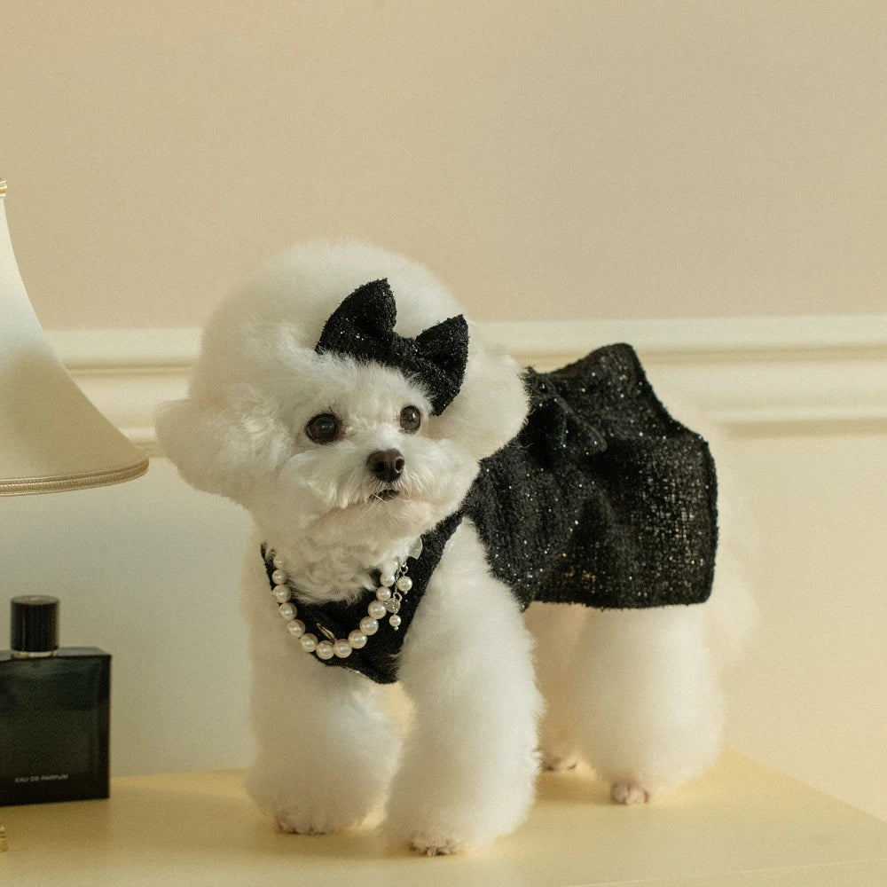 INS Spring Dog Black Dress Flash Sleeveless Dress Coat Dog Cat Pet Clothes Dog Clothes Puppy Clothes Dog Dresses for Small Dogs