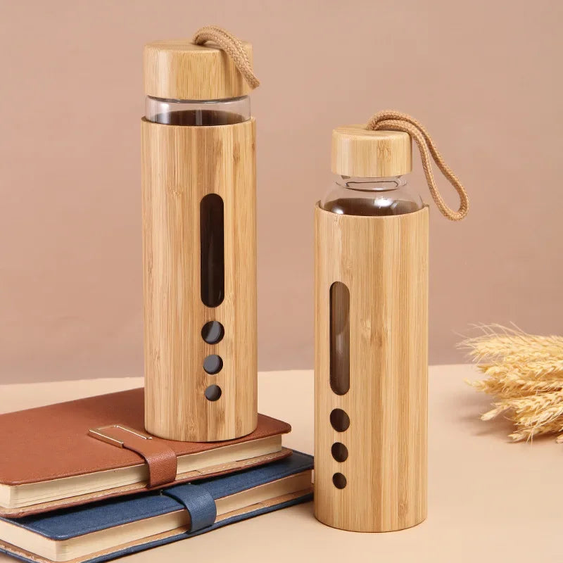 500ml Borosilicate Glass Water Bottle with Bamboo Sleeve