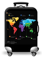 Thick Elastic World Map Luggage Cover