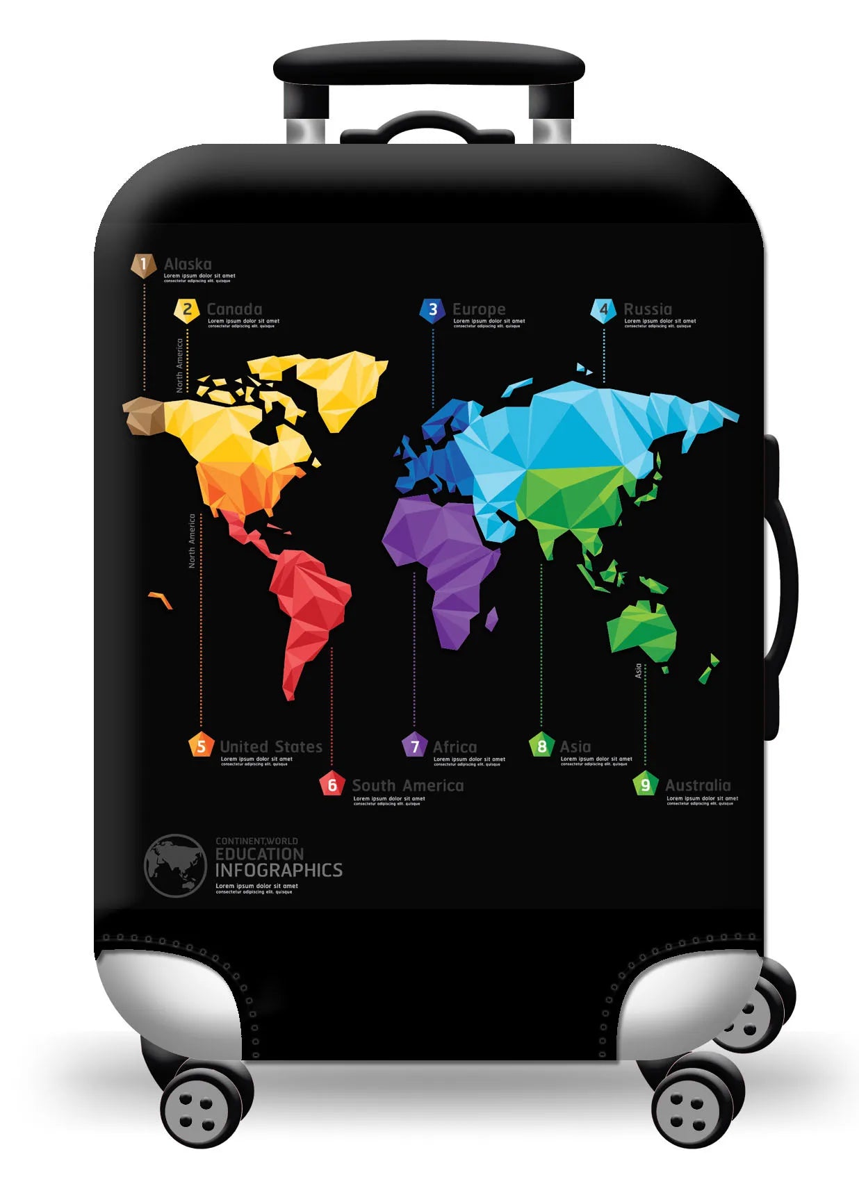 Thick Elastic World Map Luggage Cover