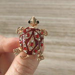 Vintage Turtle Brooch Rhinestone Inlaid Cute Elegant Pin Banquet Dress Suit Clothing Accessories Corsage