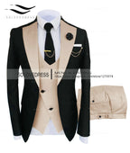 (Jacket + Vest + Pants) Suits for Men Casual Business Suit High-End Social Formal Suit 3 Pcs Set Groom Wedding Men