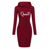 Autumn and Winter Women Dresses Fashion Long Sleeve Hoodie Dress Casual Hooded Dresses for Women Pullover Dress