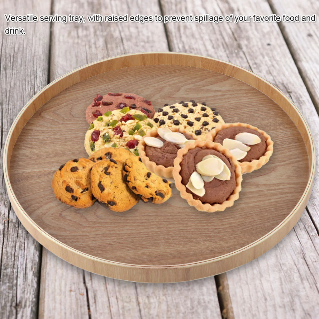 Round Solid Wood Food & Tea Serving Tray