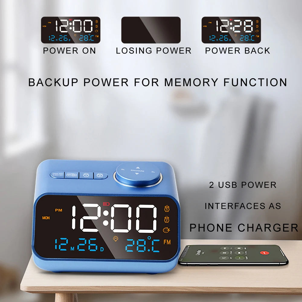 Modern LED Alarm Clock with FM Radio