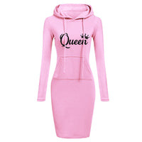 Autumn and Winter Women Dresses Fashion Long Sleeve Hoodie Dress Casual Hooded Dresses for Women Pullover Dress