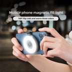 Portable 2500K-9000K Phone Fill Light with 3 Modes & Built-In Mirror