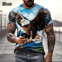 New Fashion Eagle 3d Fashion Men's T-shirt Short-Sleeved