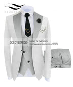 (Jacket + Vest + Pants) Suits for Men Casual Business Suit High-End Social Formal Suit 3 Pcs Set Groom Wedding Men