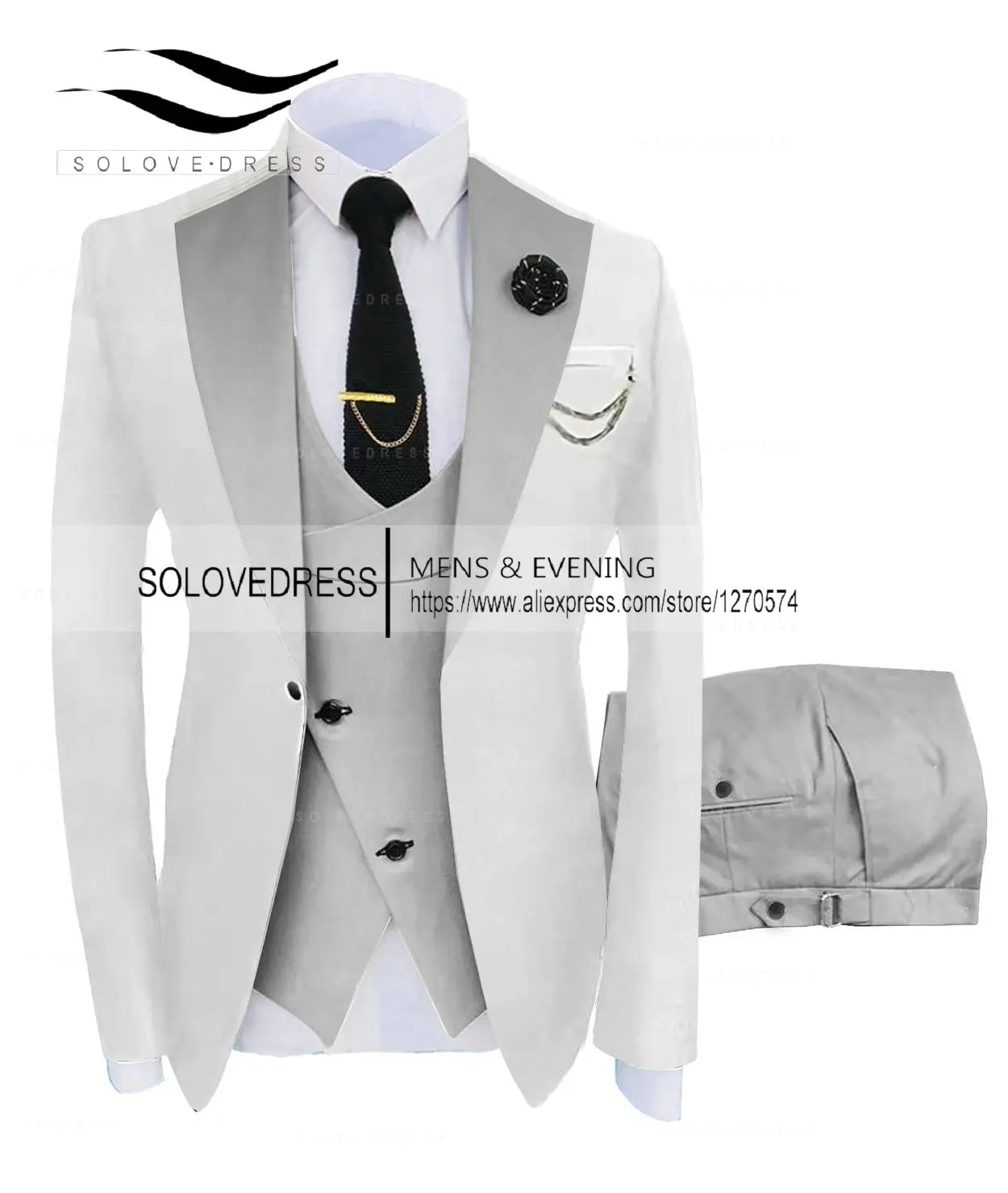 (Jacket + Vest + Pants) Suits for Men Casual Business Suit High-End Social Formal Suit 3 Pcs Set Groom Wedding Men