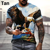 New Fashion Eagle 3d Fashion Men's T-shirt Short-Sleeved