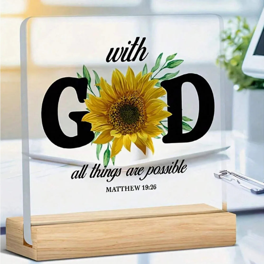 “With God All Things Are Possible” Sunflower Desk & Home Decor