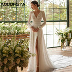 RODDRSYA Bohemian Wedding Dress Women Vestidos Novias Boda Chiffon Long Sleeves Lace Bride Dresses