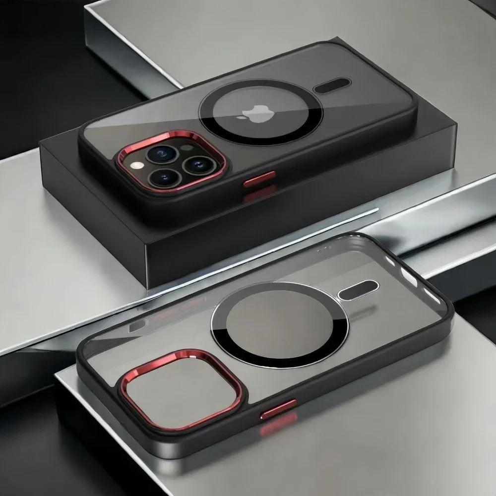 Luxury Transparent Phone Case For iPhone 17 Air 16 15 14 13 12 11 Pro Max Magnetic Magsafe Wireless Charge Shockproof Back Cover