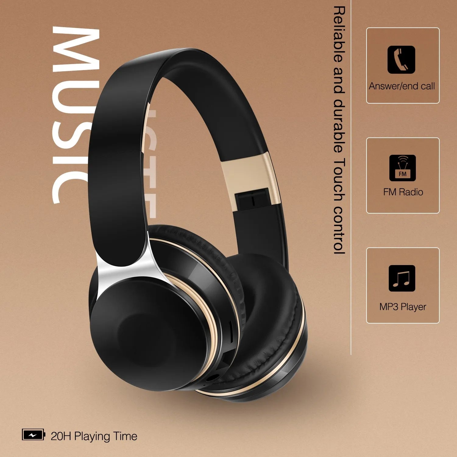 Wireless Bluetooth Headphones with Mic & SD Card
