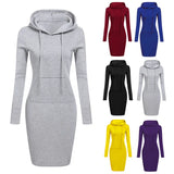 Brand New Women Sweatshirt Hooded Hoodies Long Sleeve Solid Sweatshirts Casual Sweatshirt Pullover Jumper Long Top Mini Dress