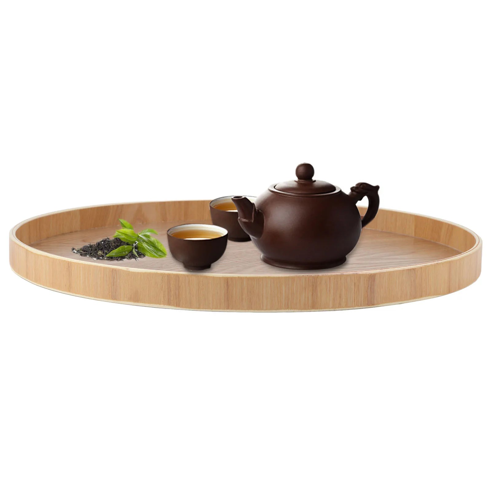 Round Solid Wood Food & Tea Serving Tray