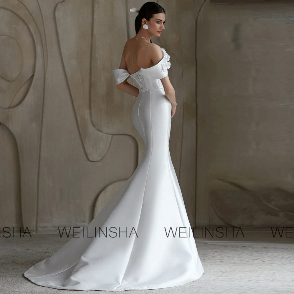 Modern Wedding Party Dresses Satin Mermaid/Trumpet Mother Of The Bride Dress White Off-The-Shoulder
