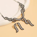 New Fashionable And Elegant Women's Crystal Necklace Earrings Fine Party Dress Set Chain Bridal Wedding Accessories Gift