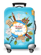 Thick Elastic World Map Luggage Cover