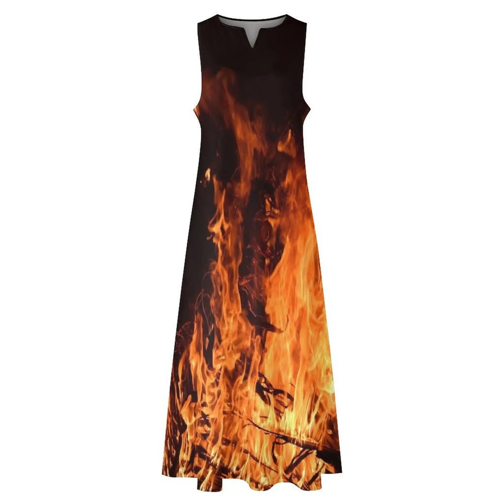 Fire, flames at night, campfire Long Dress birthday dresses for women luxury dresses Dress