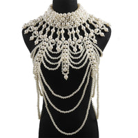 Pearl Body Chain Pendant for Bridal Wedding Dress Beach Nightclub Party