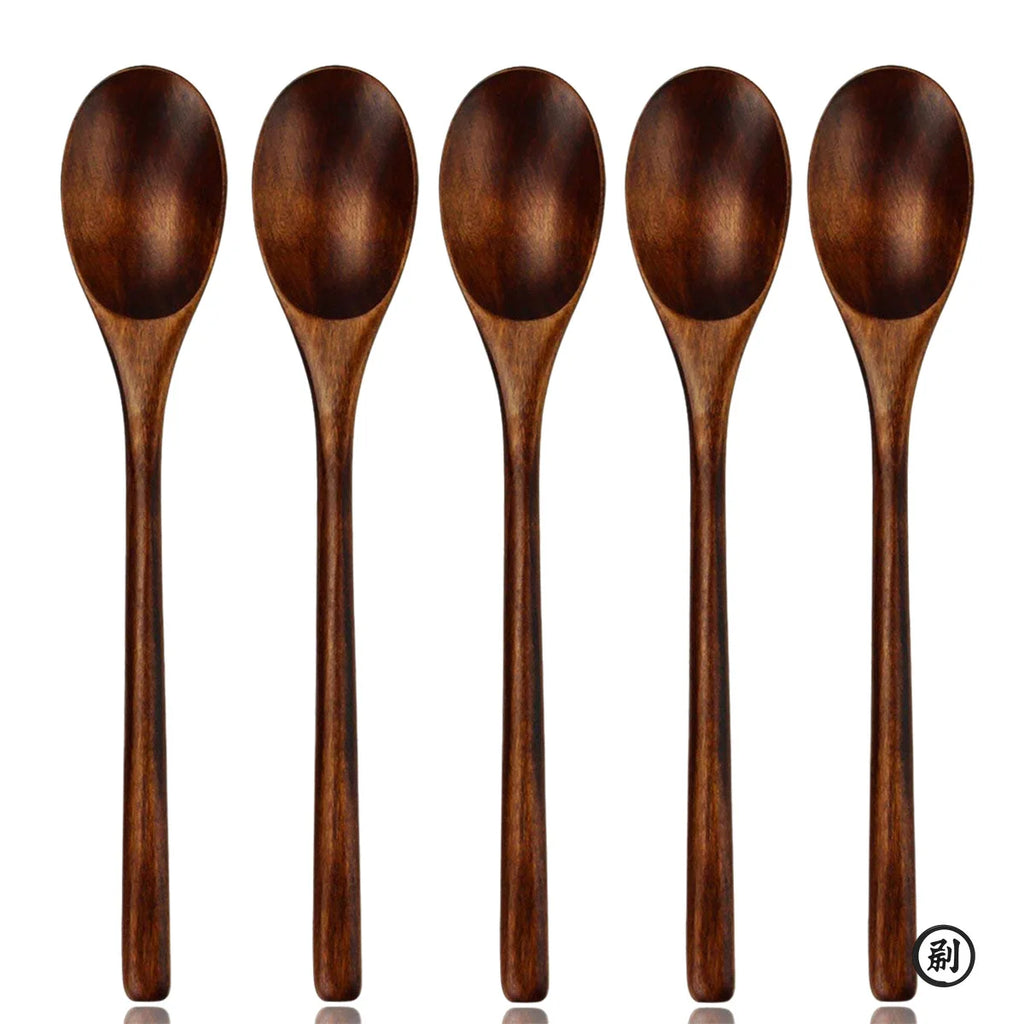 5-Piece Wooden Spoon & Fork Tableware Set