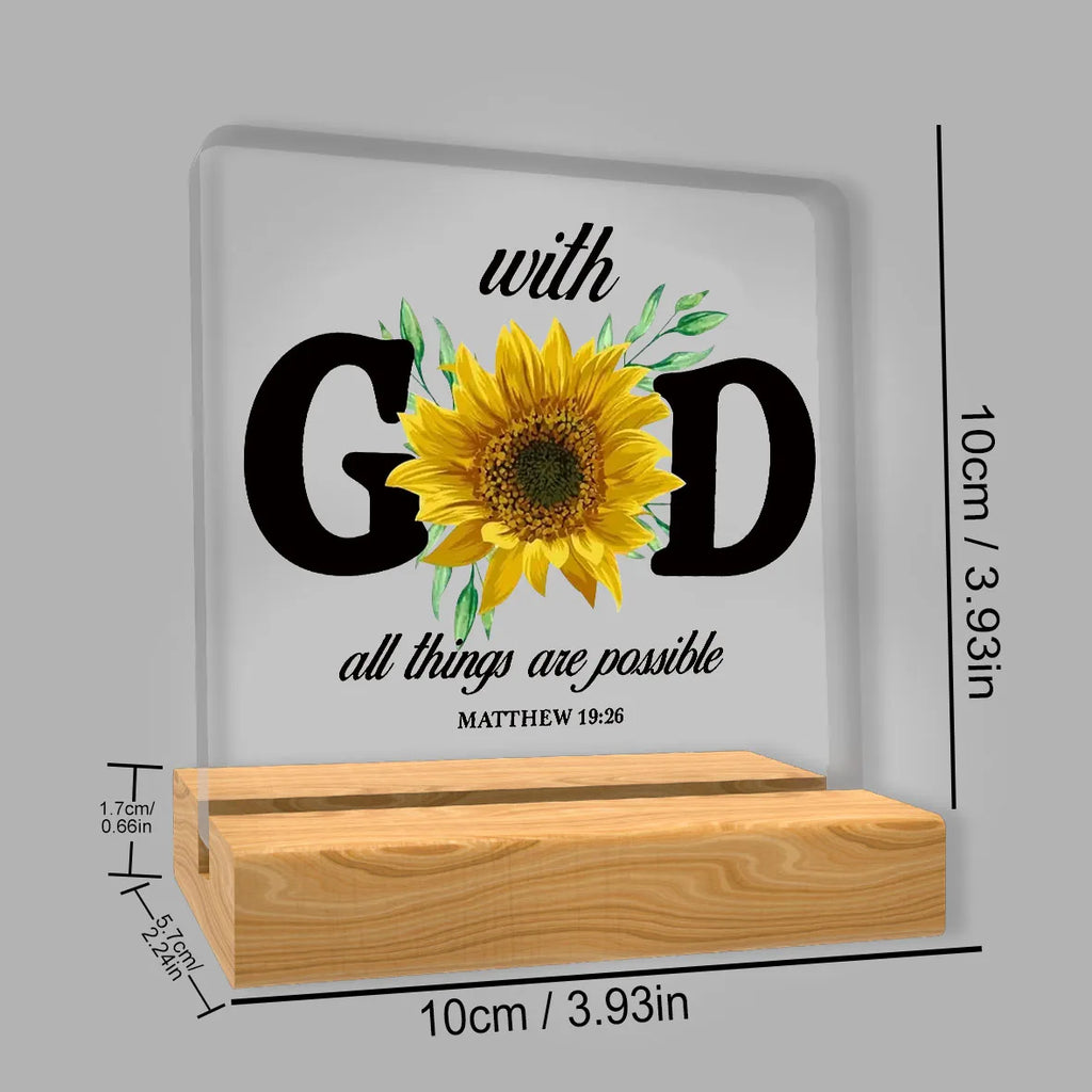 “With God All Things Are Possible” Sunflower Desk & Home Decor