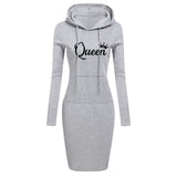 Autumn and Winter Women Dresses Fashion Long Sleeve Hoodie Dress Casual Hooded Dresses for Women Pullover Dress