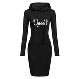 Autumn and Winter Women Dresses Fashion Long Sleeve Hoodie Dress Casual Hooded Dresses for Women Pullover Dress