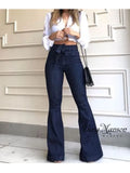 Women's Fashion Casual Street High Waist, Hip Up, Lace Up Flare Pants, Wide Leg Pants, Jeans, Women's Strap Pants, Long Dress