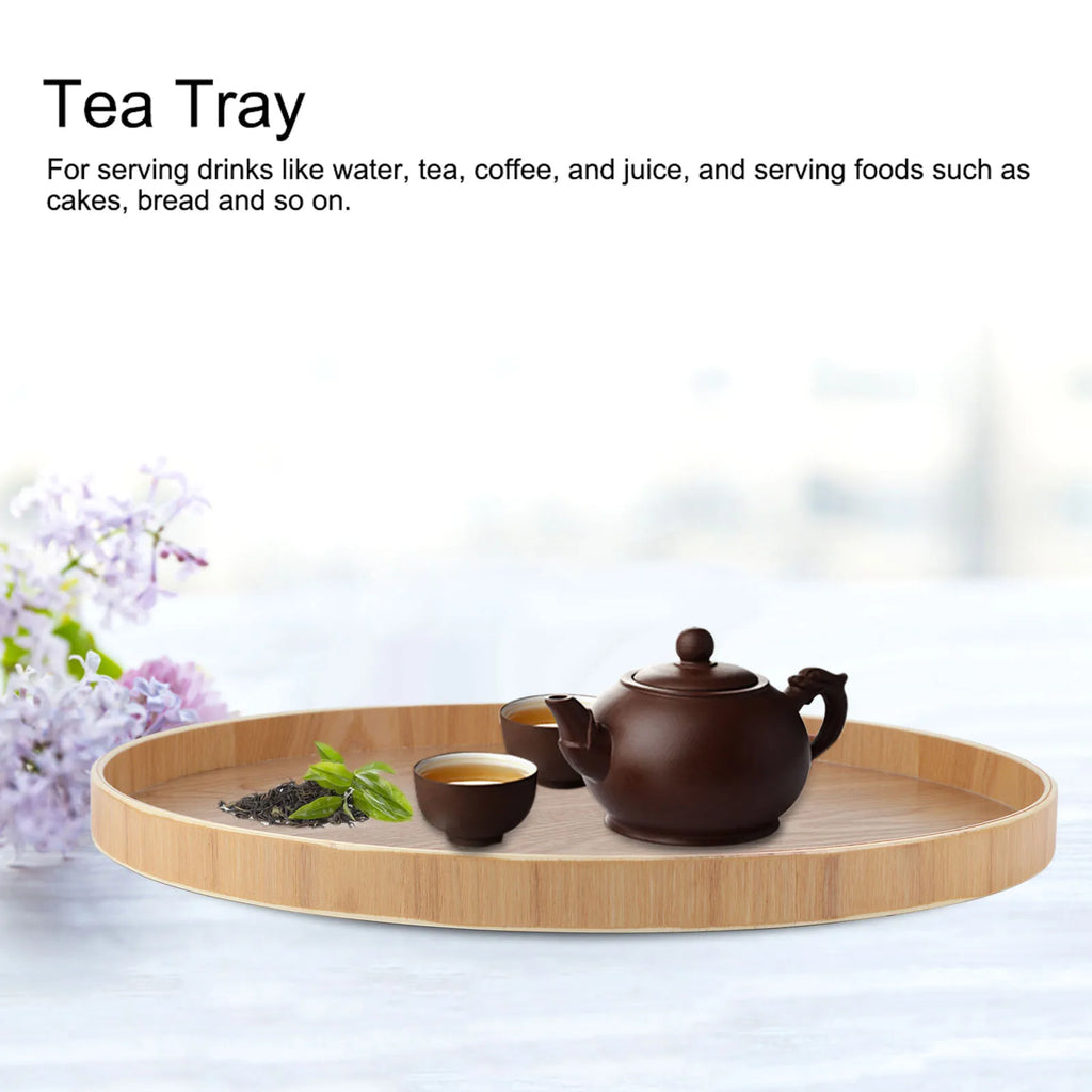 Round Solid Wood Food & Tea Serving Tray