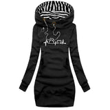 Trending Cat Paw Printed Autumn and Winter Women Fashion Long Hoodie Slim Fit Dress Hoodie Dress Women Long Sleeve Sweater Dress