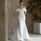 Modern Wedding Party Dresses Satin Mermaid/Trumpet Mother Of The Bride Dress White Off-The-Shoulder