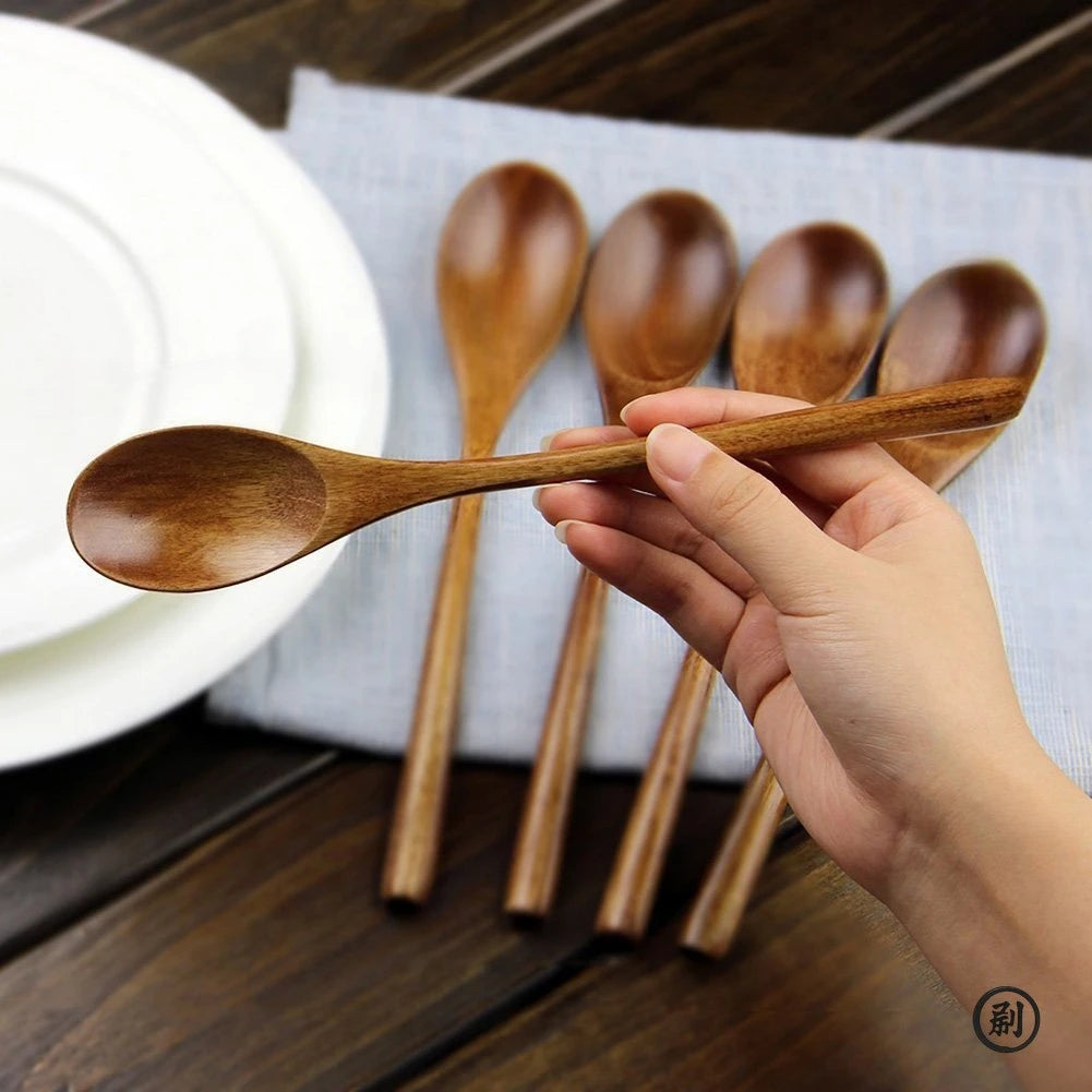 5-Piece Wooden Spoon & Fork Tableware Set