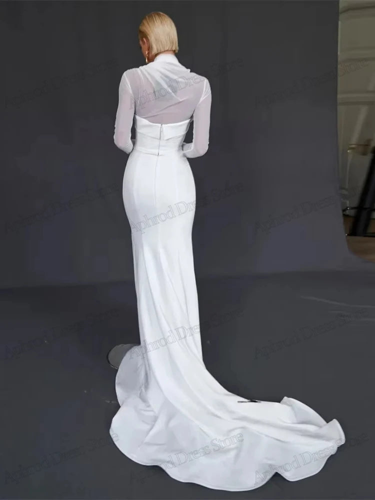 Graceful Wedding Dresses Simple Bridal Gowns Modest Full Sleeves Robes For Formal Party