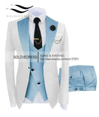 (Jacket + Vest + Pants) Suits for Men Casual Business Suit High-End Social Formal Suit 3 Pcs Set Groom Wedding Men