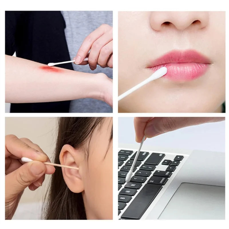 100pcs Disposable Double-Ended Cotton Swabs