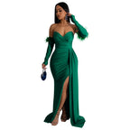 Elegant Birthday Evening Night Dresses for Women Wedding Gown Long Christmas Maxi Bodycon Prom Party Dress with Sleeve