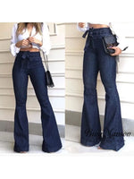 Women's Fashion Casual Street High Waist, Hip Up, Lace Up Flare Pants, Wide Leg Pants, Jeans, Women's Strap Pants, Long Dress