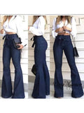 Women's Fashion Casual Street High Waist, Hip Up, Lace Up Flare Pants, Wide Leg Pants, Jeans, Women's Strap Pants, Long Dress